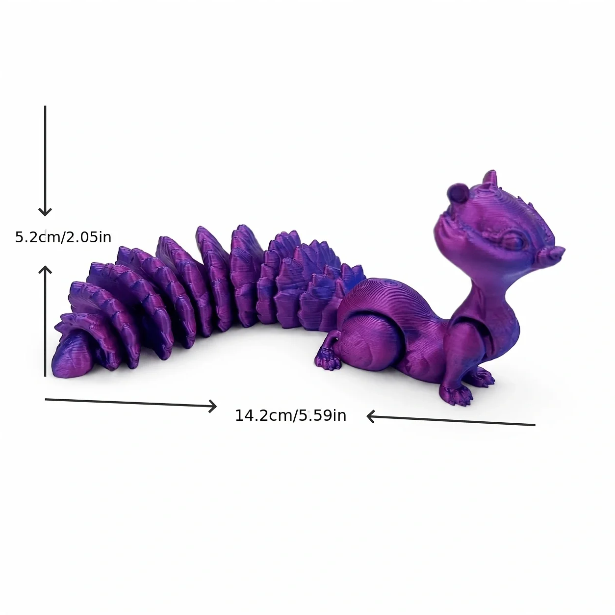 Articulated Squirrel Toy, Flexible Segmented Tail Fidget, Colorful Desk Decor, Christmas Gift, 3D Printed for Kids