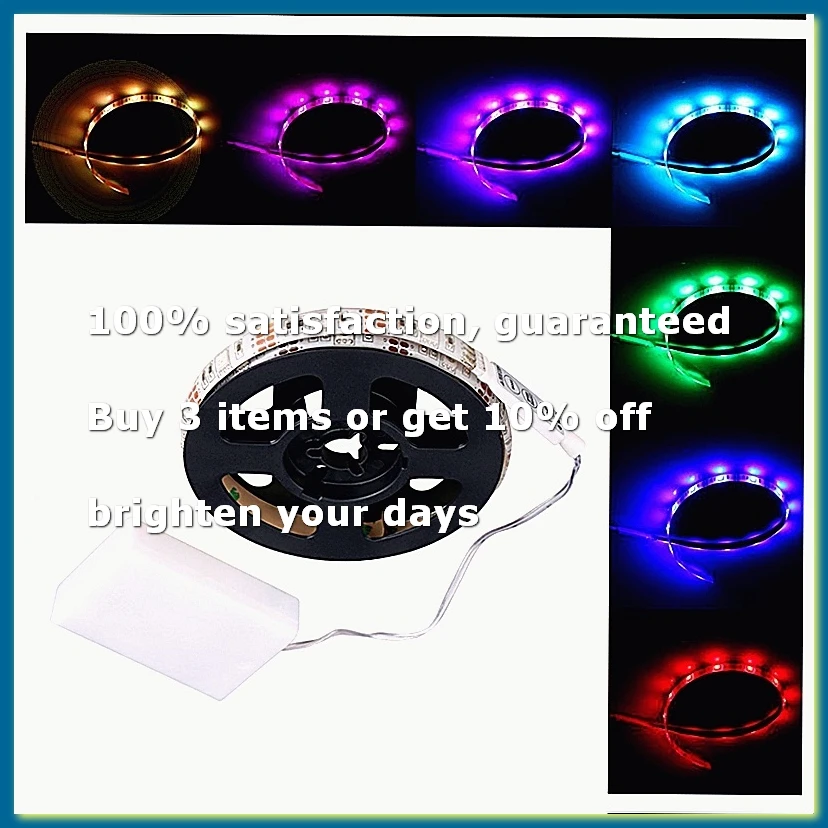 RGB flexible LED Light Strip Waterproof IP65 15leds DC5V with Controller Battery-powered, LED Tape, LightA09G