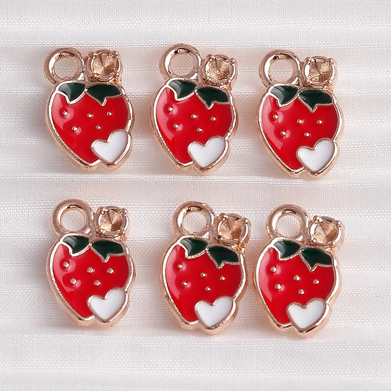 10 teile/los Mix Nette Emaille Obst Apfel Kirsche Ananas Traube Charms für Schmuck Machen Frauen Ohrringe Anhänger Halsketten Geschenke – Detail 19