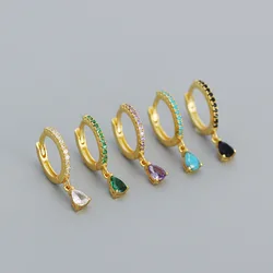 Zunderes-Ensemble de boucles d'oreilles pendantes multicolores pour femmes, boucles d'oreilles créoles, goutte d'eau, acier inoxydable, bijoux piercing, petit, mode, 2022