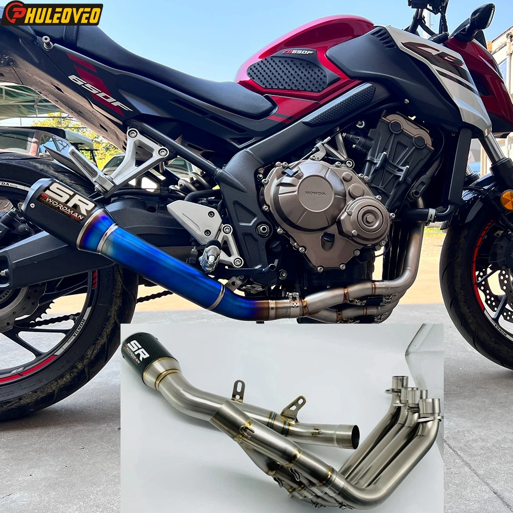 

For Honda CBR650F CBR650R CB650F CB650R 15-23 Motorcycle Exhaust Full System with Titanium Alloy Header Tube Carbon Muffler Pipe