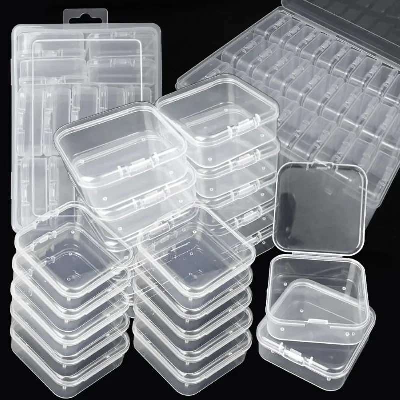 30/14x Clear Rhinestone Boxes Plastic Organizer 5D Nail Art Accessories Containers Art Craft Bead Seed Jewelry Tabletop Storage