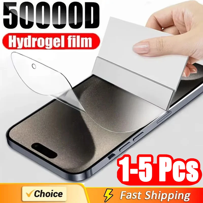 1-5Pcs Full Cover Hydrogel Film For iPhone 14 11 16 12 13 Pro Max 7 8 14 Plus Screen Protector For iPhone 13 12 Mini X XR XS MAX