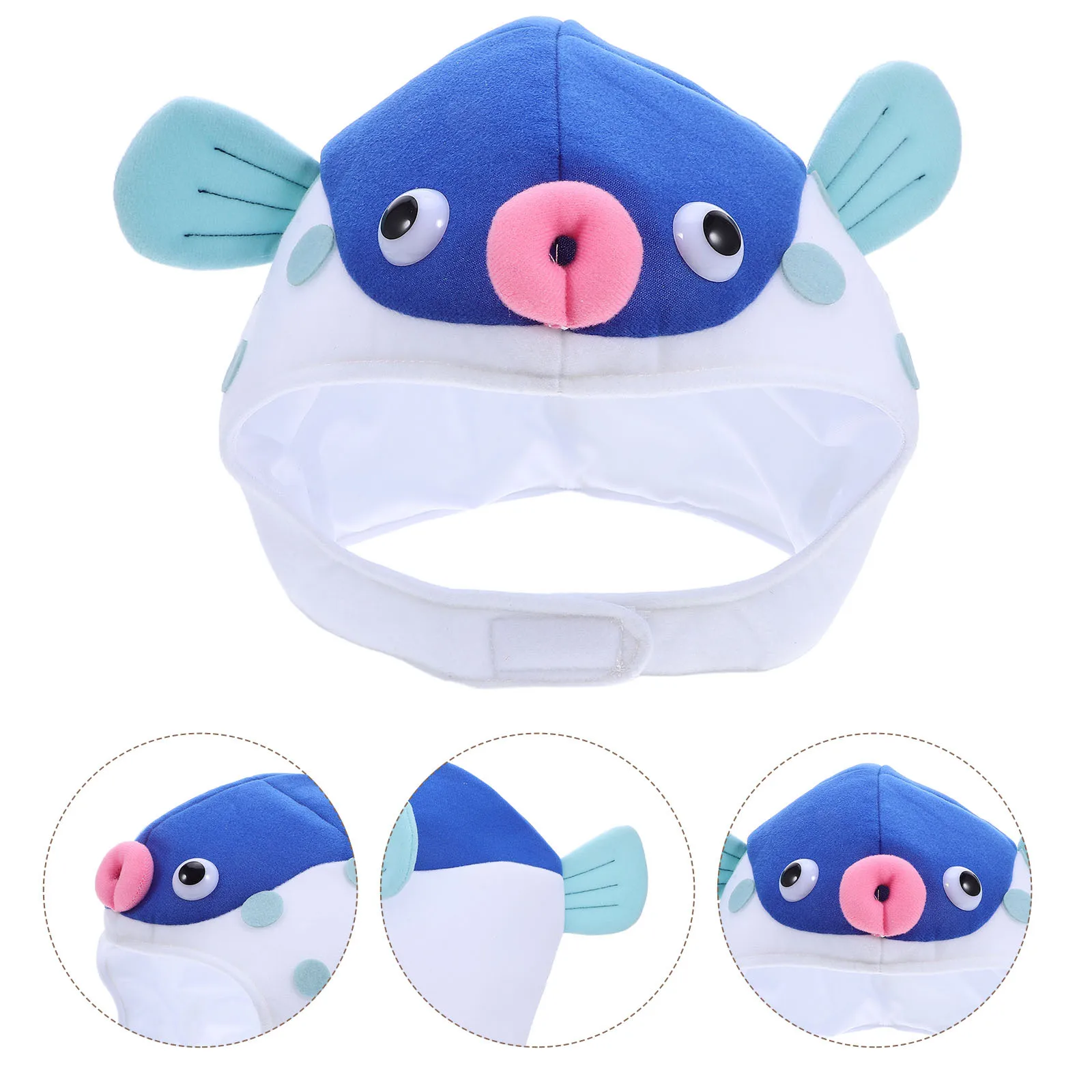 

Adjustable Blue Puffer Fish Headwear Cartoon Hat Funny Cosplay Photo Props Party Dress Up Halloween Costume Puffer Fish Hat