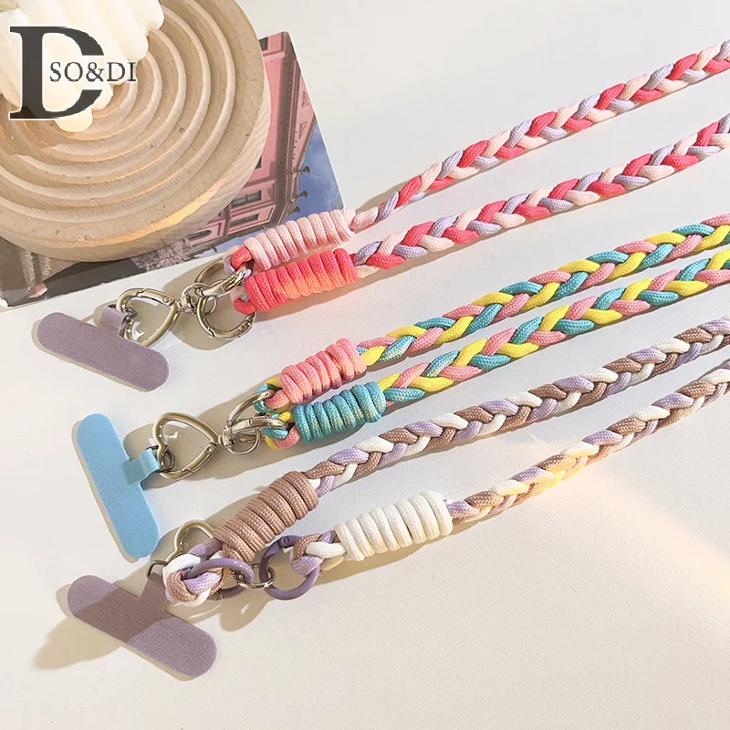 Colorido Crossbody Long Phone Strap Corda Cadeia, Universal Keyring Keychain, saco pingente, iPhone, Huawei, Xiaomi