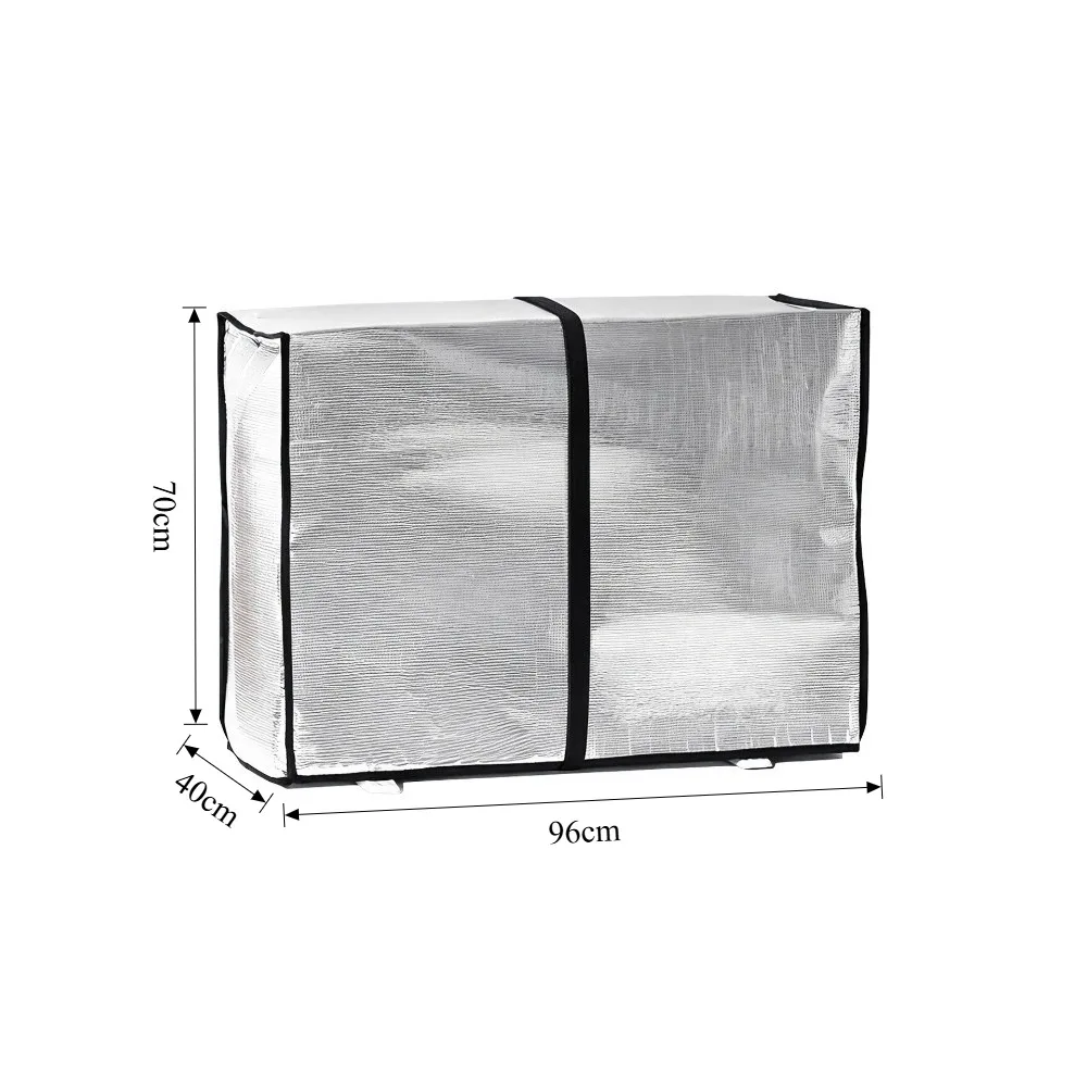 Aluminum Foil Reflective Fabric Air Conditioner Cover Heat Insulation & Cooling Windproof Fastening Strap AC Unit Cover