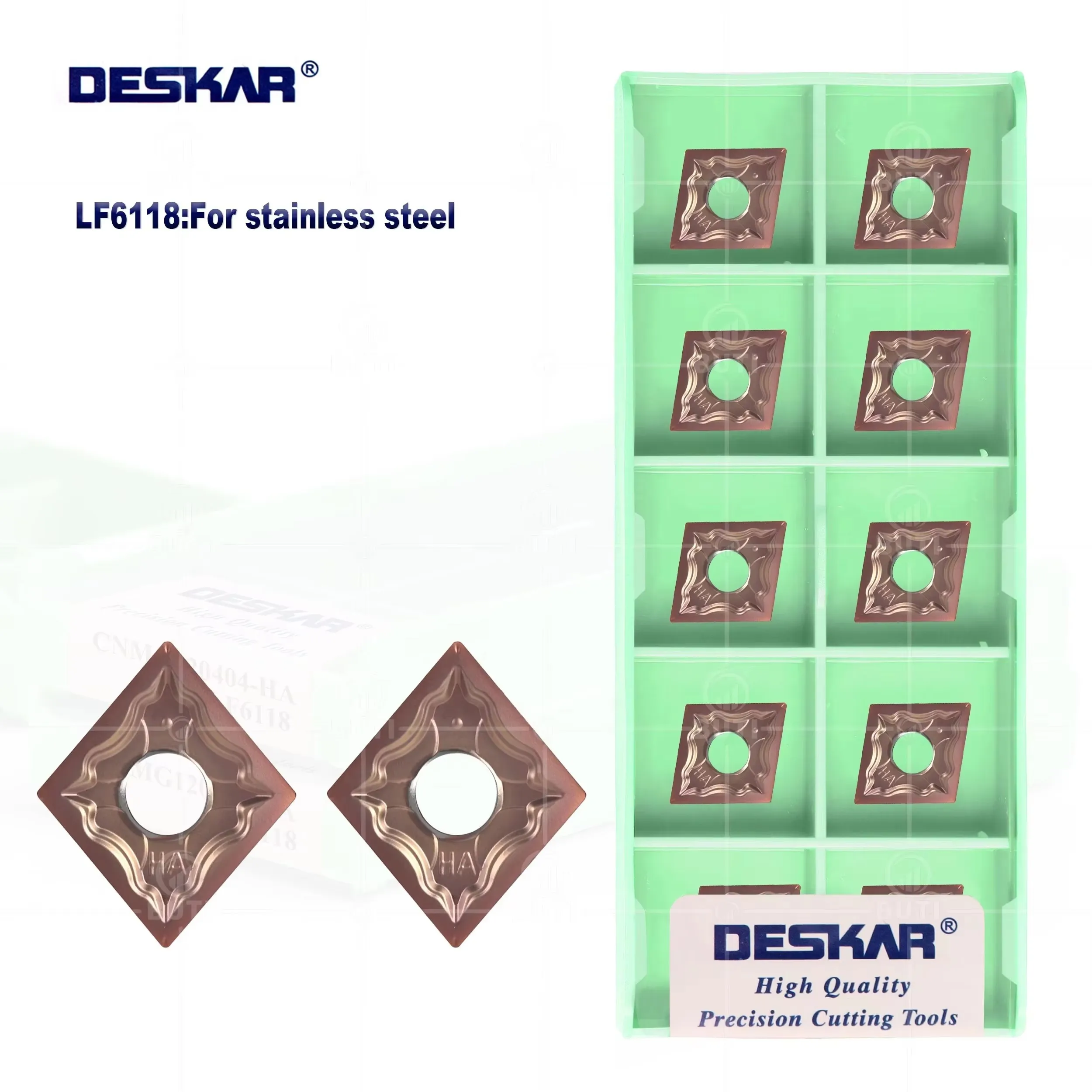 

DESKAR 100% Original CNC Lathe Tools CNMG120404 CNMG120408 HA LF6118 Turning Blade Stainles Steel processing Part Cutting Insert