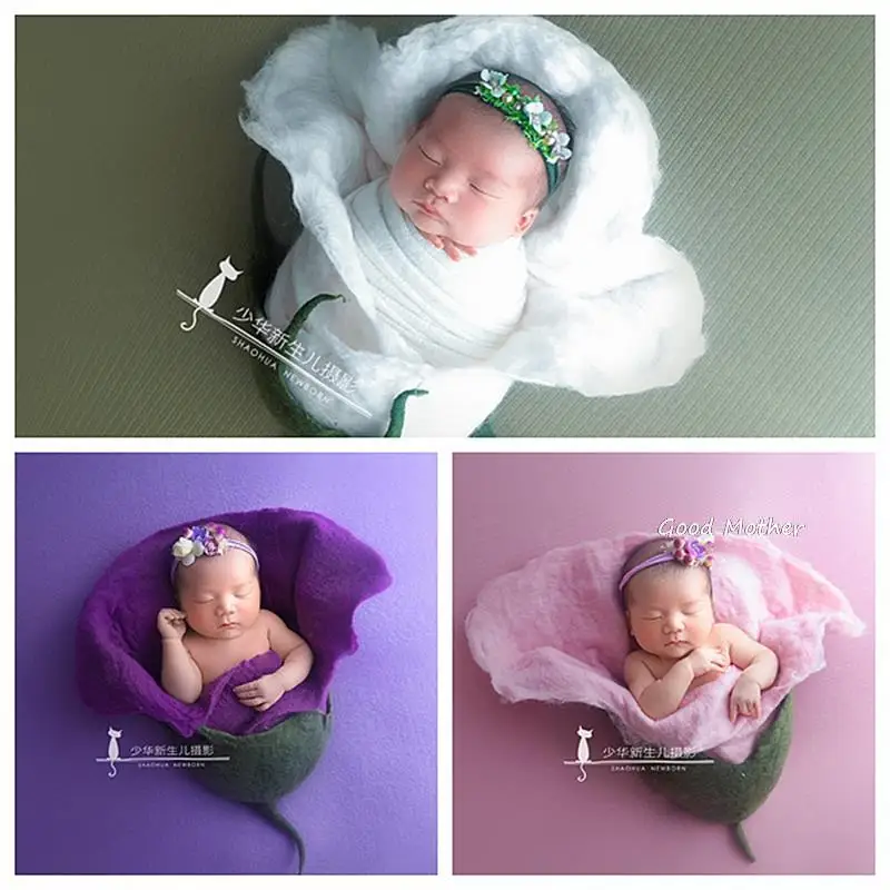 Children's photography props flower bud modeling felt newborn wrapped men's and women's baby studio photo set