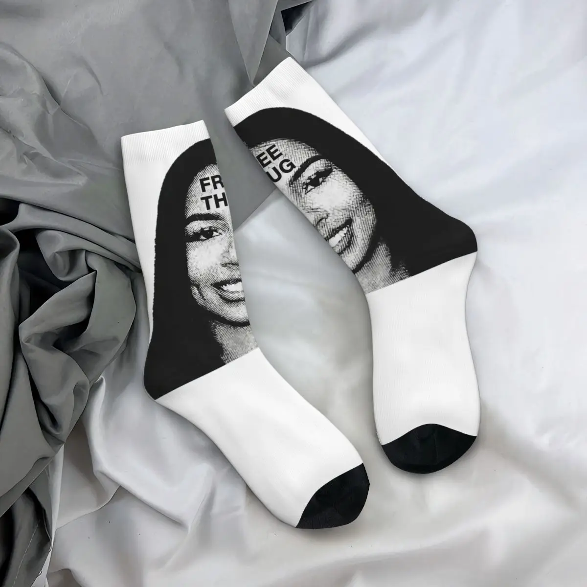 Crazy Design Rapper Mariah FREE Thug Slime Skateboard Socks The Scientist Polyester Middle Tube Socks for Unisex Breathable