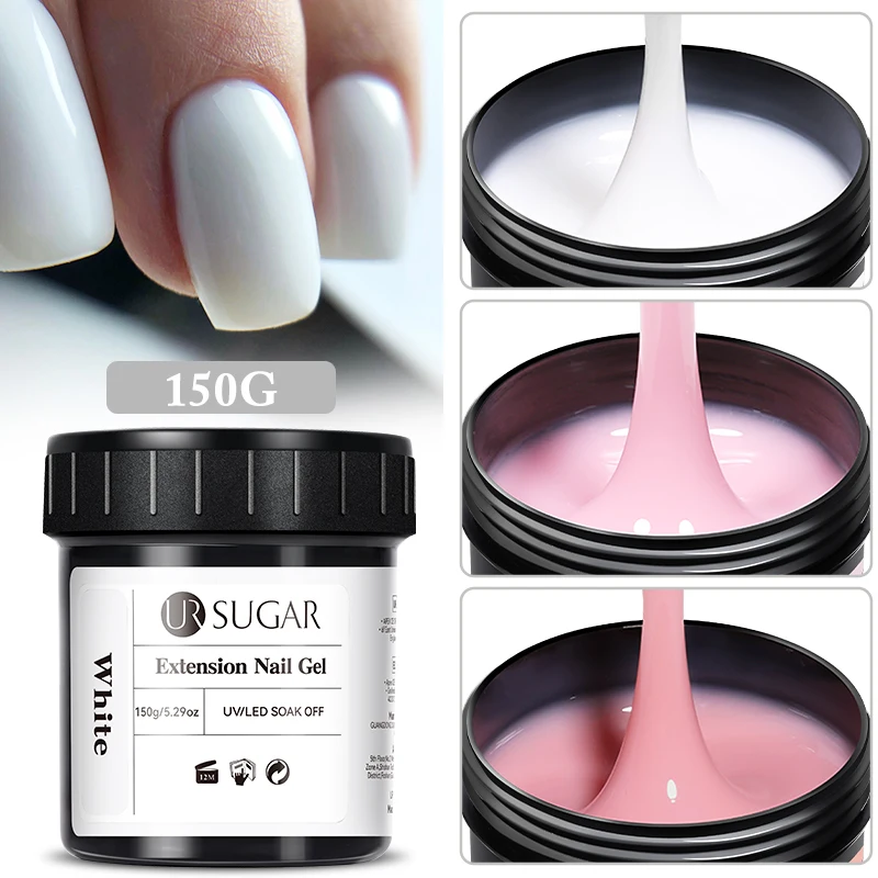 UR Sugar 150g Verlängerungsnagelgel UV LED-härtendes Aufbaugel Acryl Kristall Schnellhärtendes Nagelgel für DIY zu Hause und im Salon