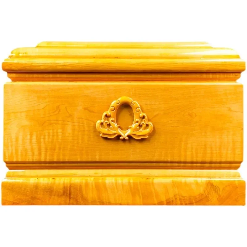 Hot salesCemetery relocation,ash boxes,descendants of wealth and honor,golden silk nanmu solid wood moisture-proof protectioncof