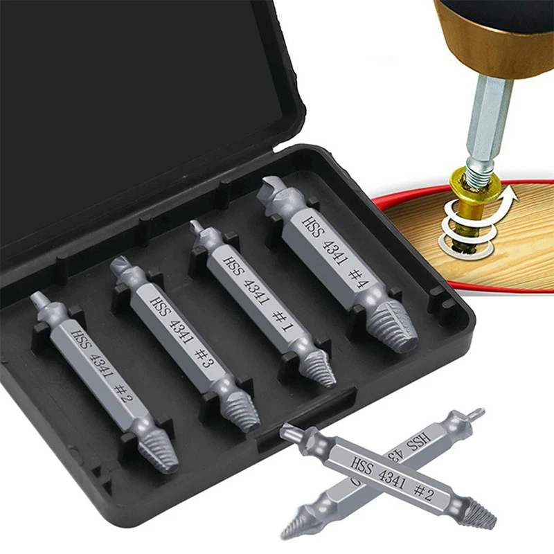 6pcs Damaged Screw Extractor Drill Bit Set Easily Take Out Broken Screws