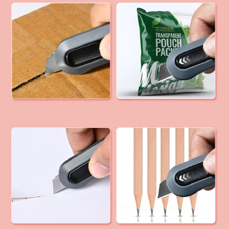 Deli Mini Knife Pocket Briefpapier НоControls Couteau Front Zelfsluitende Proptable Box Cutter Auto-Intrekken Opgewaardeerd Voor Kantoorbenodigdheden