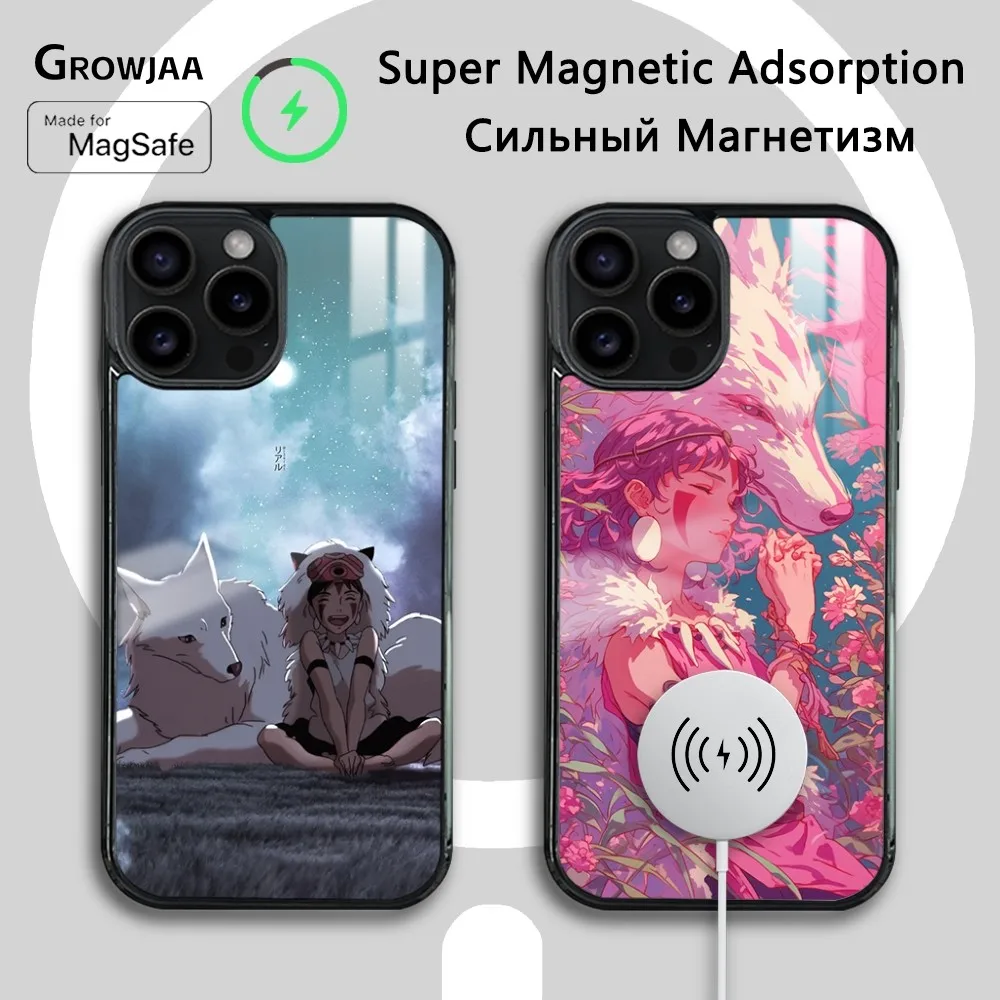 

Anime P-Princess M-Mononoke Phone Case For iPhone 16 15 14 13 12 11 Pro Max Plus Mini Magsafe Mirror Wireless Magnetic Cover