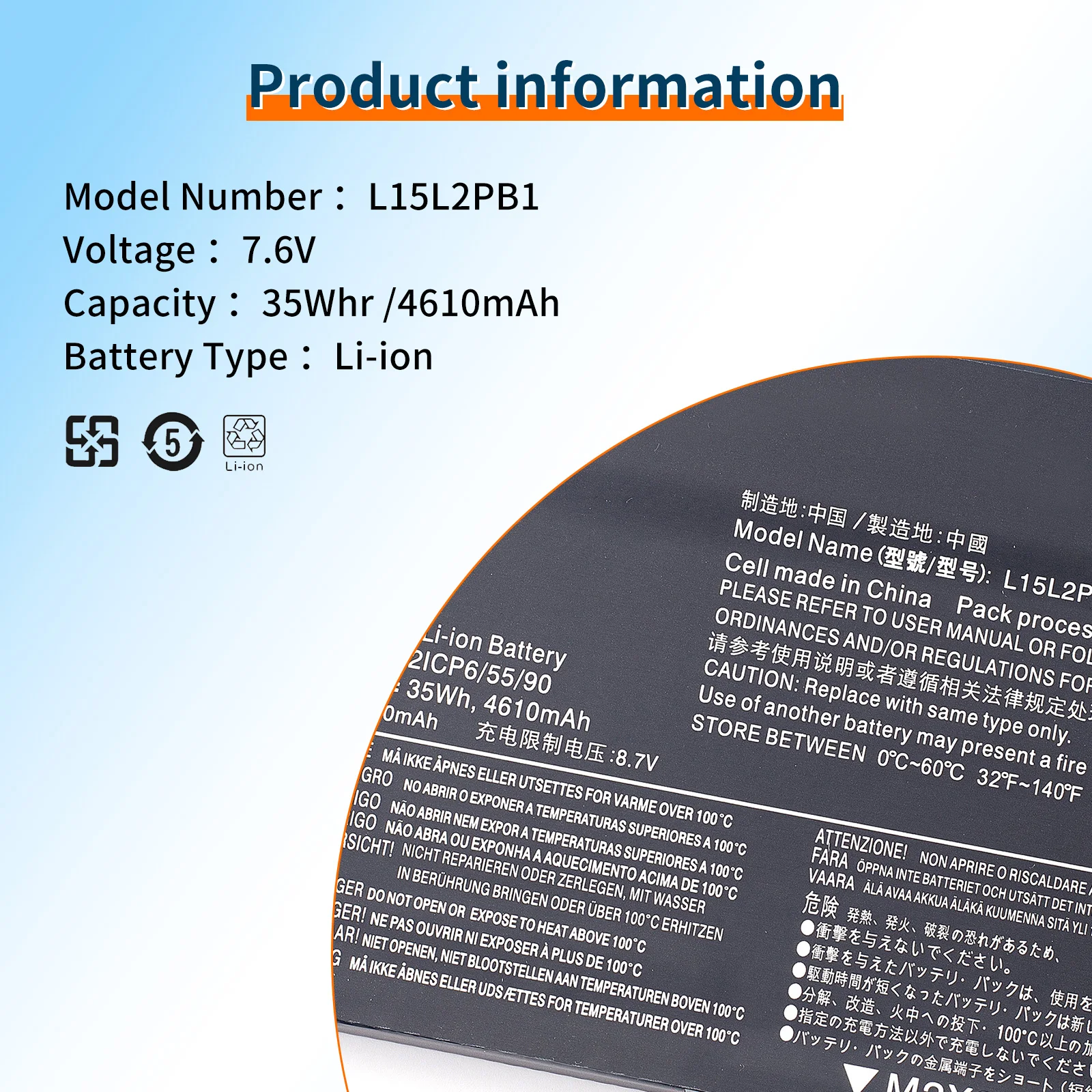 Bateria L15L2PB1 do 510 Lenovo do jogi 510-14IKB 510-15IKB 510-15ISK 510-14 serii 5 b10k84639 L15M2PB1 L15C2PB1 80 s700glge