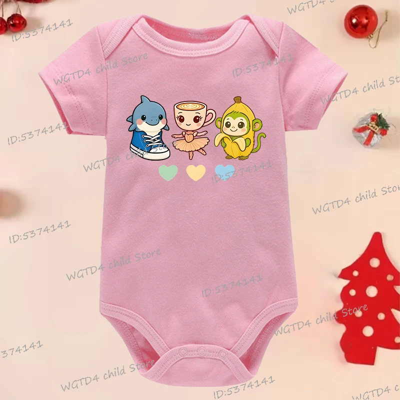 

Cotton Infant Jumpsuit Funny Italian Brainrot Baby Romper Girls Boys Cute Cappuccino & Banana Monkey Print Newborn Bodysuits