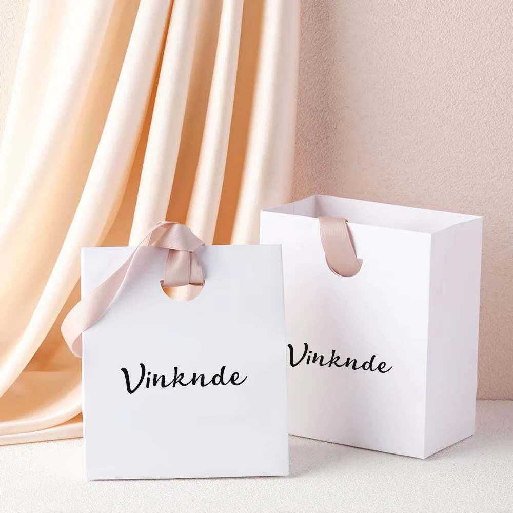 

Custom Printed Kraft Party Favor Bags Bulk Luxury Ribbon Handle Gift Sacks Bridal Showers Kids Birthdays Wedding Guest Gifts Eco