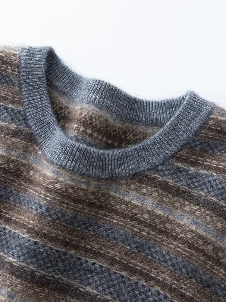 

ADDONEE Women's 100% Cashmere Sweater Vintage Style O-neck Pullover Autumn Winter Jacquard Thick Cashmere Knitwear Female Cloth