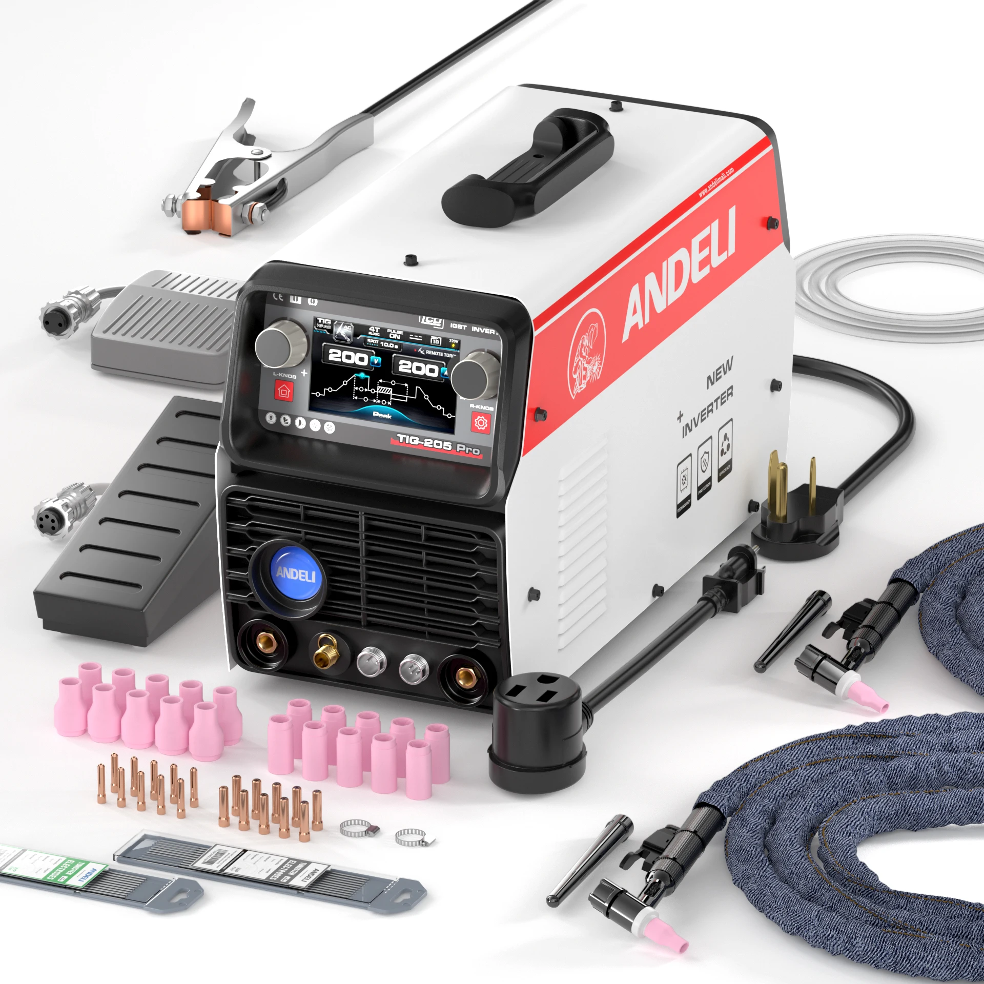 

ANDELI New Arrival LCD Tig-250 Pro 9 In 1 AC DC HF TIG Pulse Cold MMA Multifunctional Aluminium TIG Welding Machine
