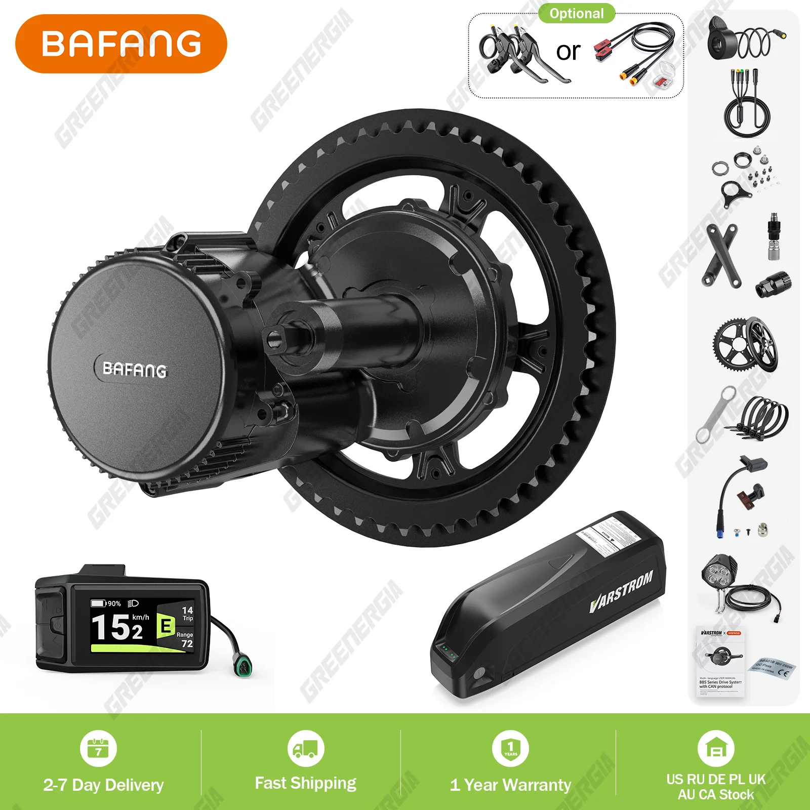 

Bafang 48V 500W Mid Drive Motor Kit 48V BBS02 BBS02B Electric Bicycle Conversion Kits 8fun EBike Engine Parts With 48V Battery