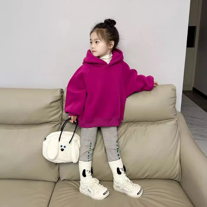 Girls Hoodie Fleece Lined Sweatshirt 2026 Winter Warm Kids Coat Children Autumn Outerwear Baby Clothing