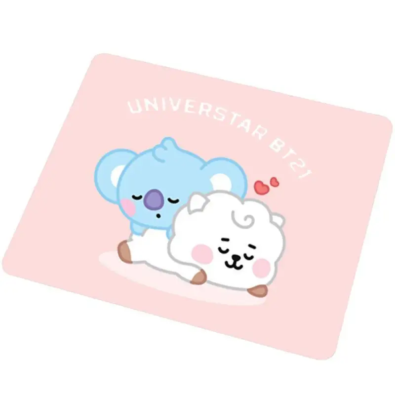 Cute Bt21 Series Mouse Pad Kawaii Cartoon Tata Koya Doll Peripheral Desktop Insulation Pad Soft Non-Slip Portable Mouse Pad Gift