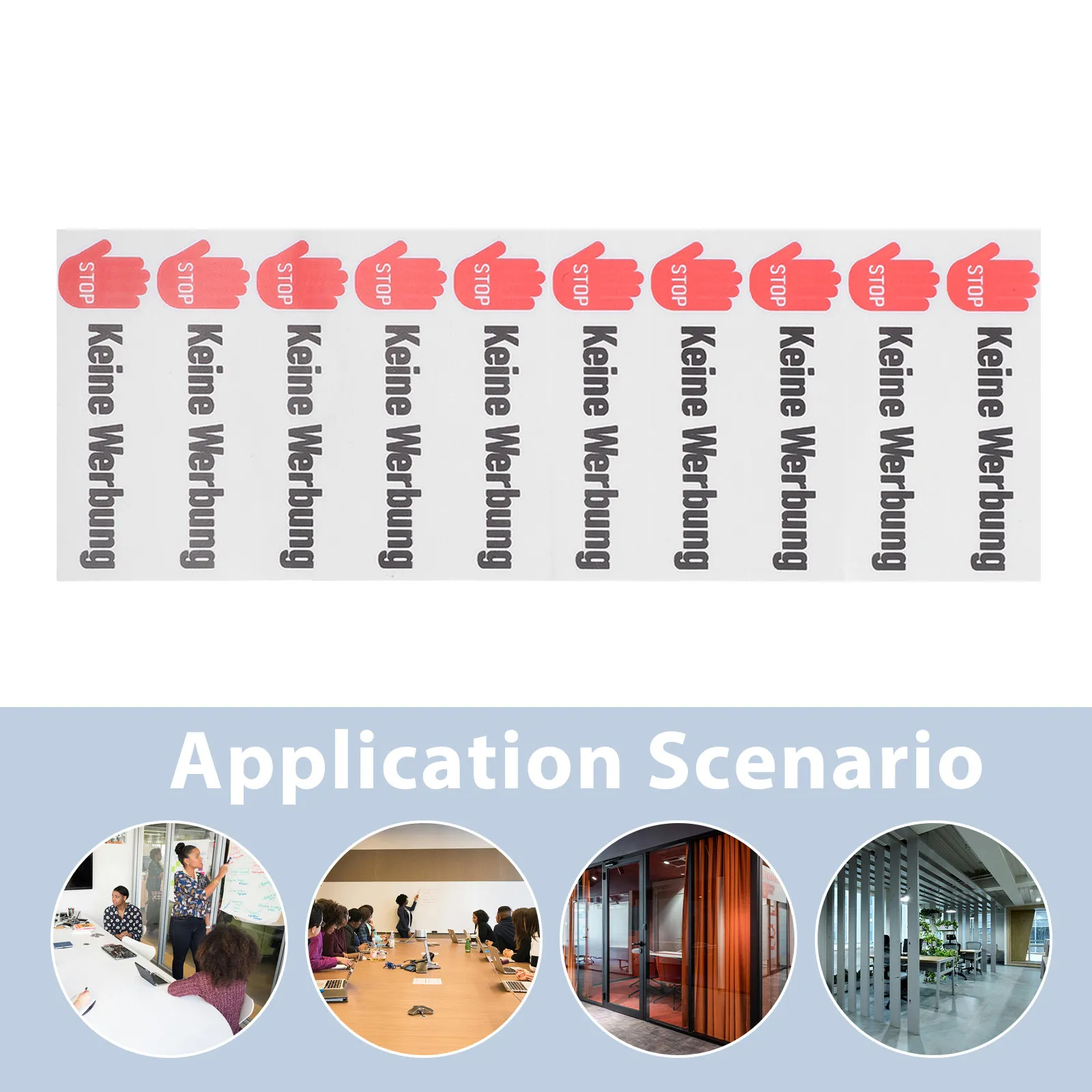 2Sheets Warning Sticker Self-Adhesive No Soliciting Sign Red Stop Sign PVC Waterproof Decal Door Window Mailbox Anti