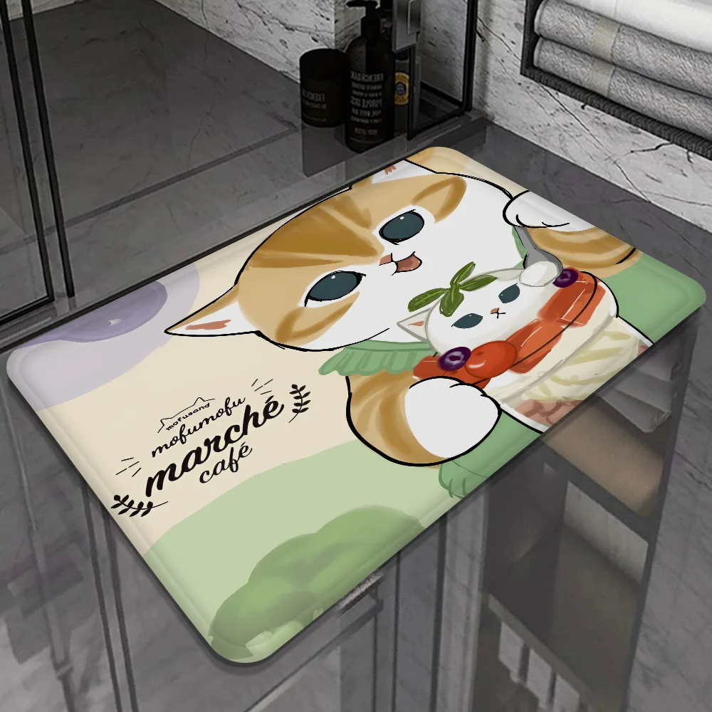 Funny Anime Cat Bathroom Mat INS Style Soft Bedroom Floor House Laundry Room Mat Anti-skid Welcome Doormat