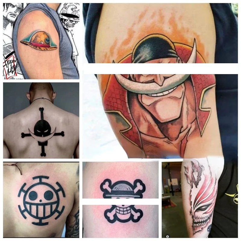 

Cartoon Fake Tattoo Sticker Anime BLEACH Skull Temporary Tattoos Stickers Back Body Arm Art Decal