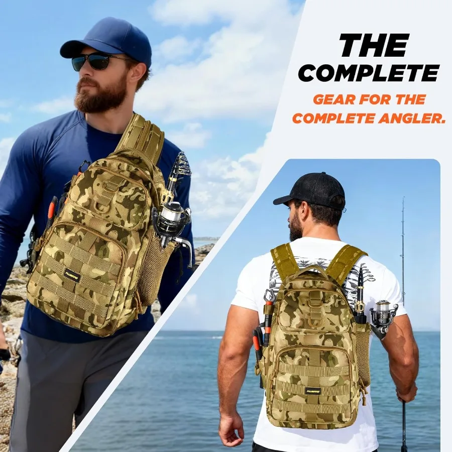 حقيبة ظهر مقاومة للماء لصيد الأسماك مع صناديق معالجة ومجموعات قضيب وبكرة متكاملة وحامل قضيب لشركة تخزين معدات الصيد الخارجية