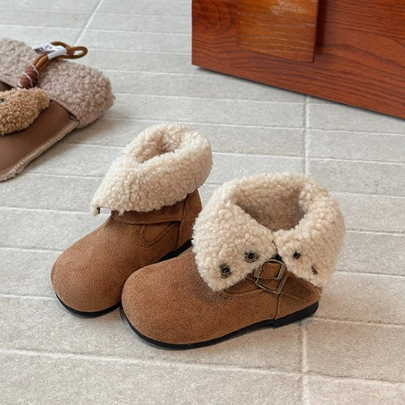 

2025 Children Casual Cotton Boots for Girls Winter New Fashion Korean Style Soft Bottom Anti-slippery Versatile Princess Shoes