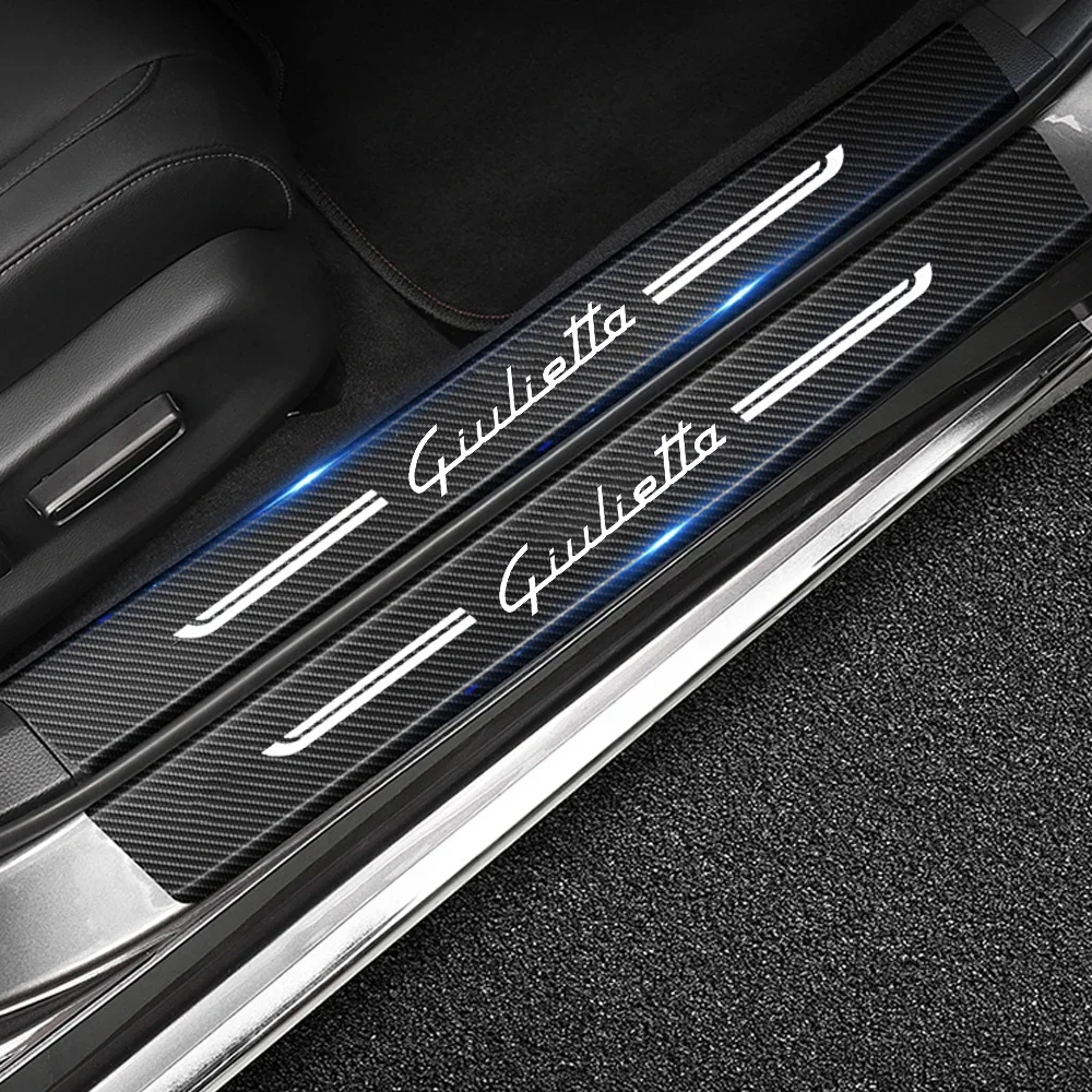 

Car Threshold Stickers For Alfa Romeo Giulietta Logo Door Sill Protector Strips Trunk Bumper Guard Anti Scratch Tape Styling