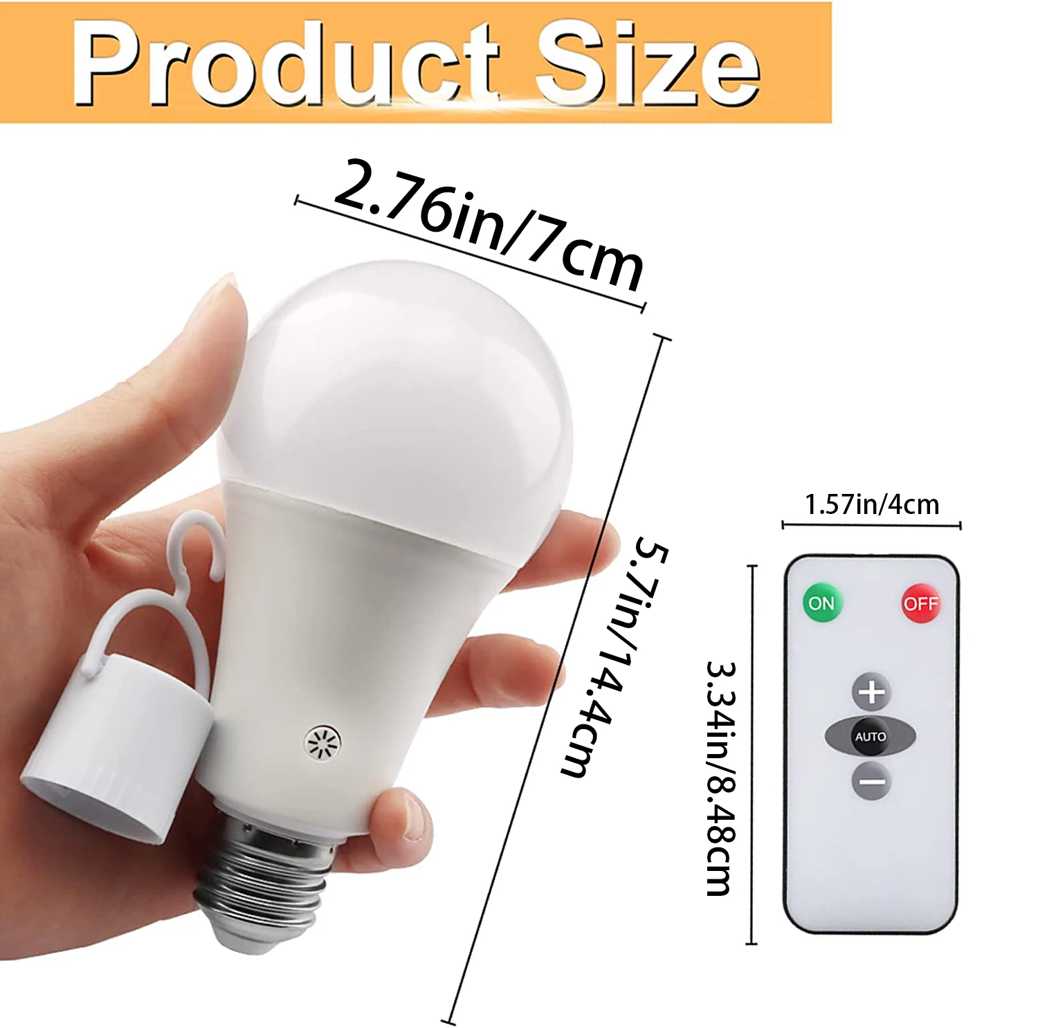 2PCS Rechargeable Light Bulbs with Remote,  Dimmable Battery Powered Light Bulbs,  A19 Standard Size Emergency LED Light Bulbs