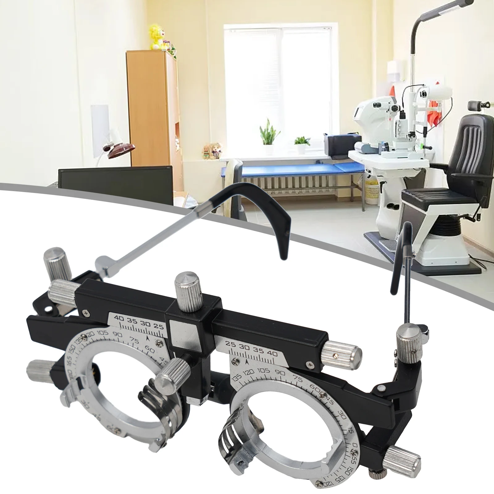 

Lightweight Metal Or Plastic Trial Frame Trial Frame 15.50 6.00 3.50cm Lenses Can Be Rotated 32.5mm. Adjustable