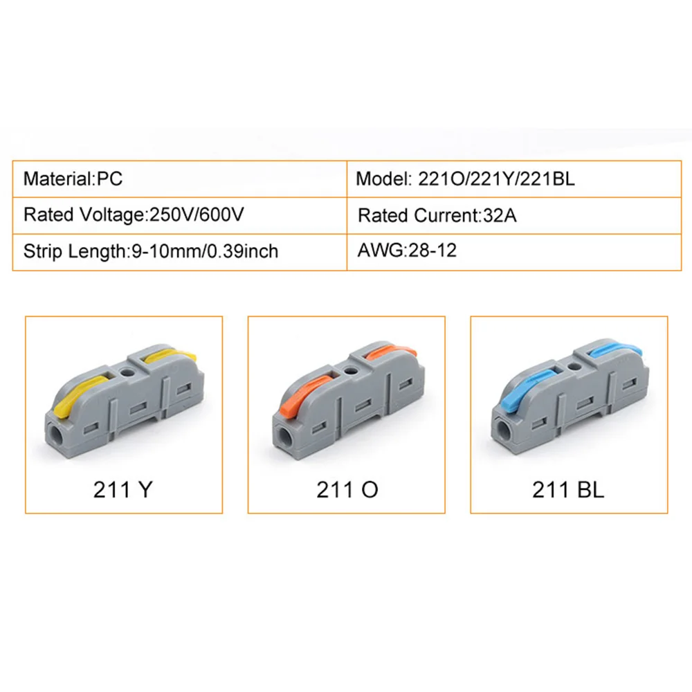25/34PCS Fast Lever Electrical Cable Wire Connectors Boxed And Bulk Universal Splitter Push-in Terminal Block Home Junction Box