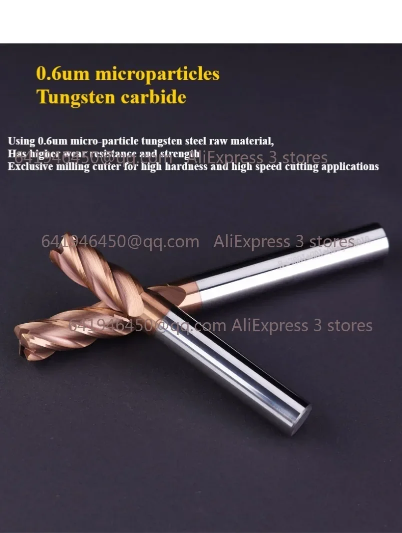 มุมรัศมีEnd Mill CNC R Bullnoseเครื่องตัดทังสเตนคาร์ไบด์เหล็กโลหะRouterเครื่องมือ 4 ขลุ่ยR0.5 R1 R2 พื้นผิวเครื่องจักรกล