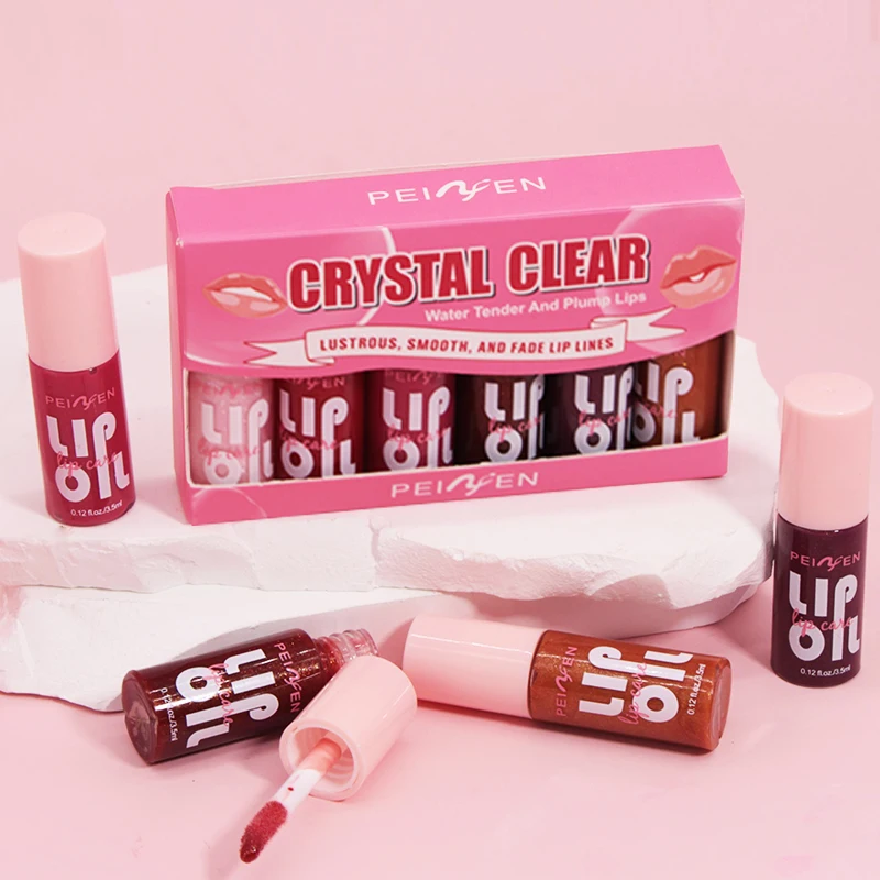 6 pz/set Gelatina idratante Olio per labbra Idratante a lunga durata Liscio scintillante Liquido idratante per labbra