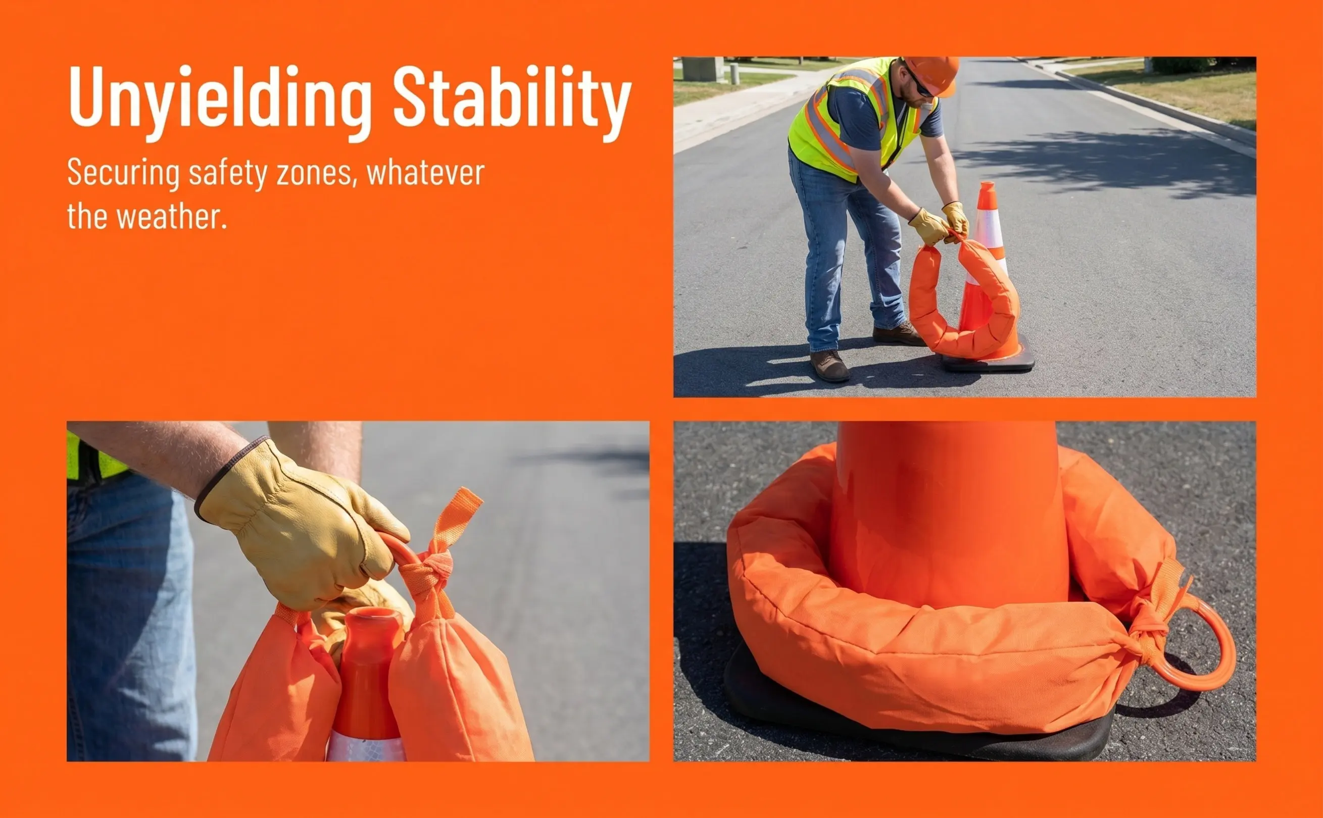 10Pcs Rubber Traffic Cone Weighted Bags Heavy Duty Cone Sandbags for Construction Parking Road Safety Traffic Control