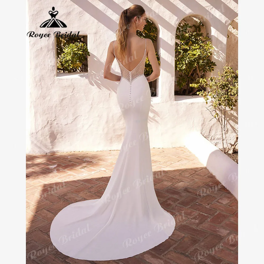 Sexy Mermaid Satin Shiny Glitter Spaghetti Straps Wedding Dress for Women 2024 Bridal Gown Customize vestido de noiva sereia