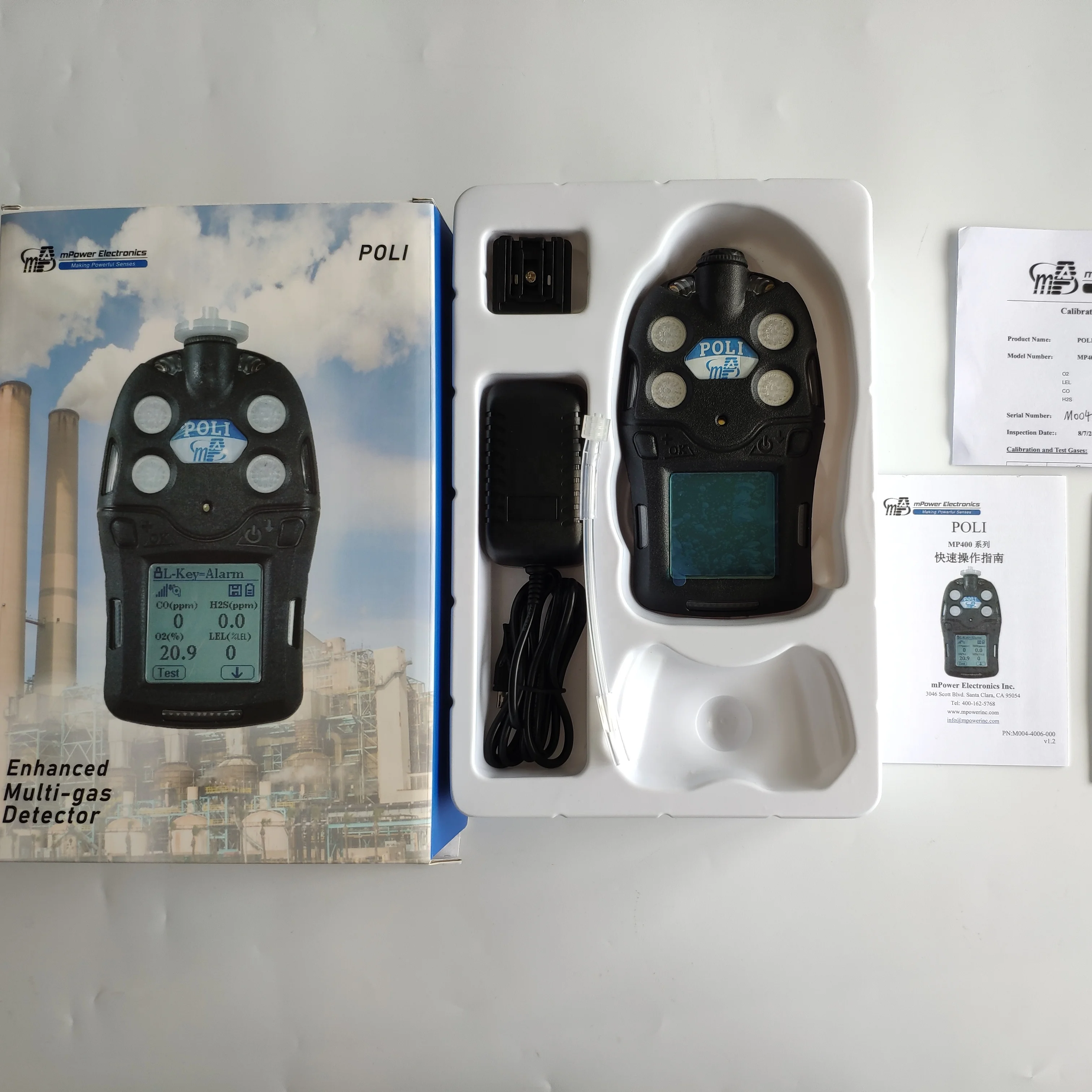 Multi gas monitor MP400S up to 6 gas measurement flip screen toxic gas detector wireless