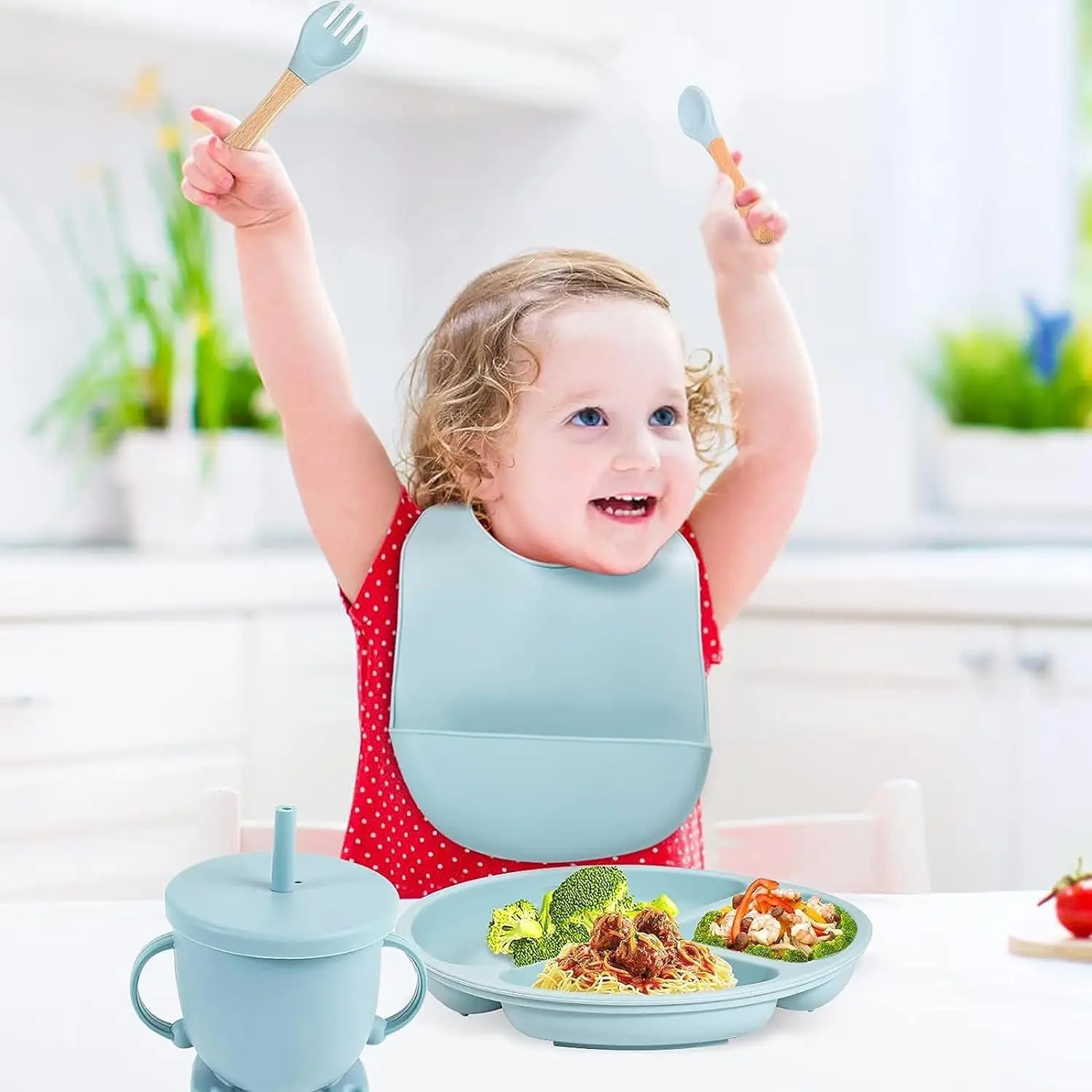 

Детская силиконовая тарелка, пищевая детская простая круглая сетка, детская силиконовая тарелка, встроенная миска на присоске