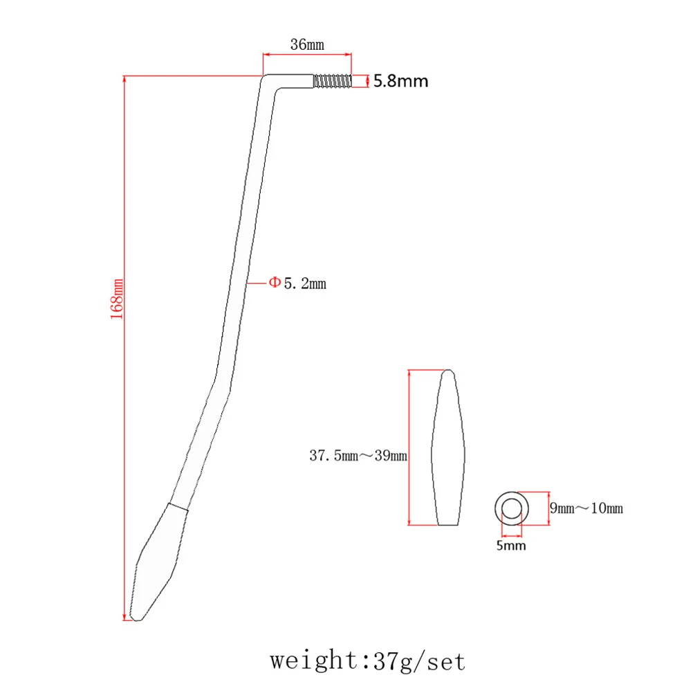 

6mm Thread Guitar Tremolo Arm Whammy Bar Quick Install Durable for Electric Guitar Single Tremolo Bridge System with 3 Caps