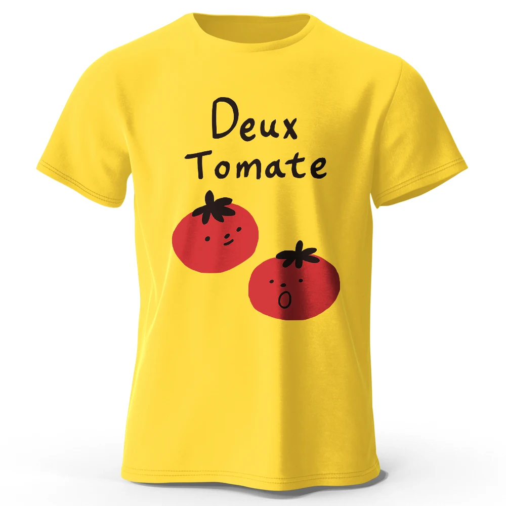 Handbemaltes T-Shirt aus 100 % Baumwolle mit Tomatenmuster, weiches und atmungsaktives Rundhals-Kurzarm-T-Shirt, unisex-künstlerischer und lustiger Stil