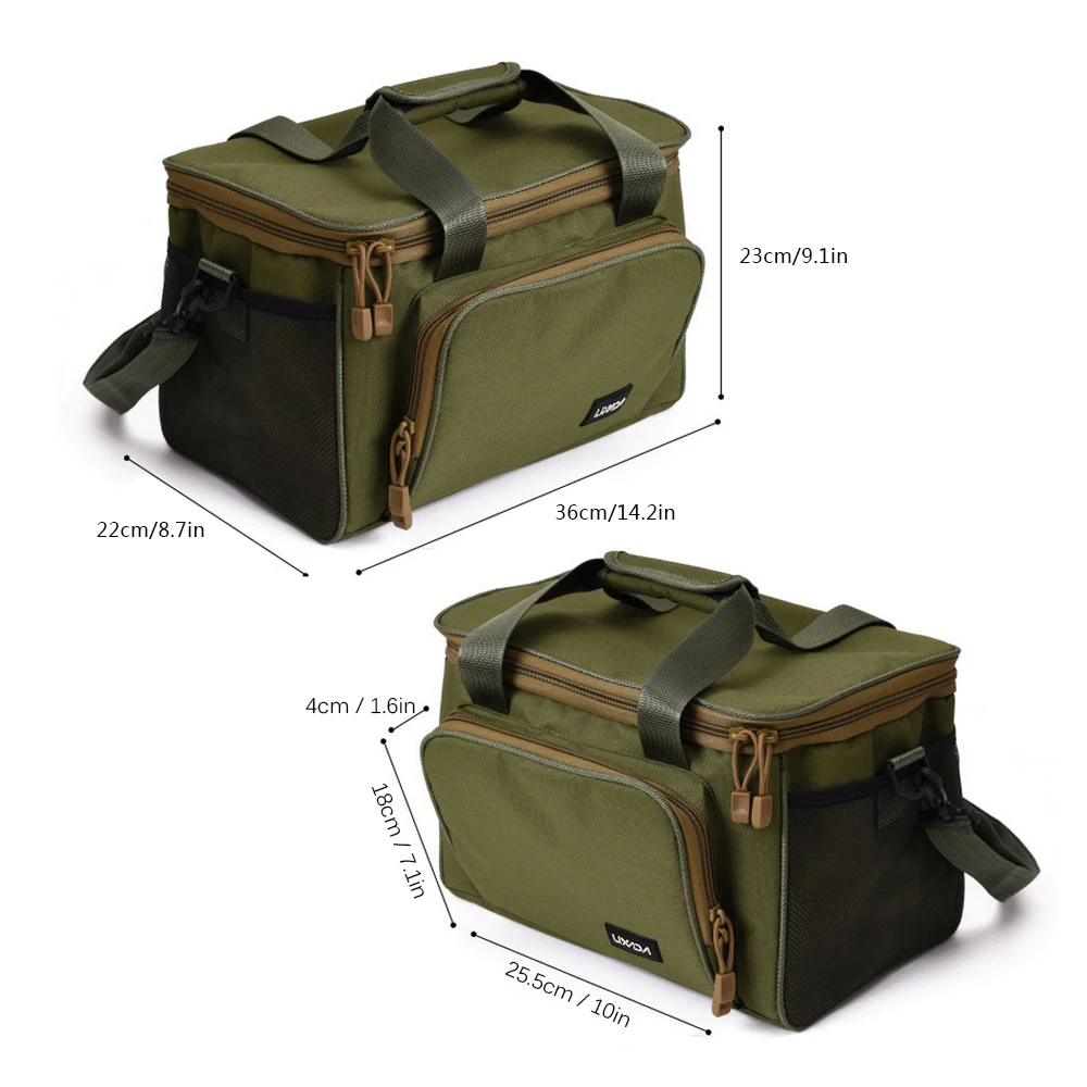 Lixada Portable Multifunctional Canvas Fishing Shoulder Bag Pack Fishing Tackle Bag Fishing Lure Reel Bag Pouch Case Fishing Bag
