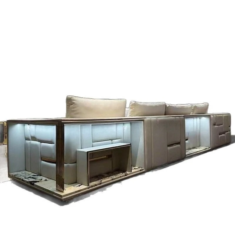 

Italian minimalist light luxury L-shaped corner sofa large flat modern villa living room furniture combination