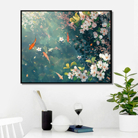 YIJIE Painting by Numbers Falling Flowers Pond Koi DIY Hand Painted Painting Canvas Coloring Unique Surprise Gift Home Decor