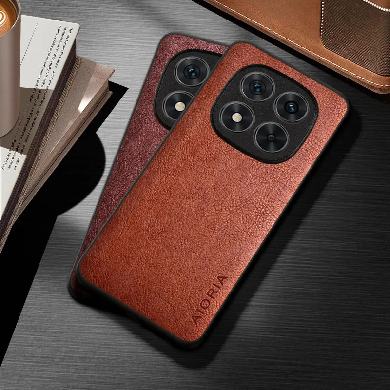 Stilvolle Hülle für Xiaomi Redmi Note 14 15 Pro Plus 17 Pro Max 15 14 4G 5G, Business-Stil, strapazierfähige PU-Lederhülle.