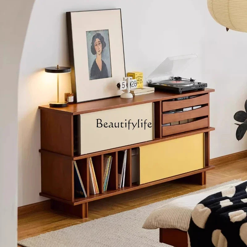 

46Medieval chest cabinet, living room storage, drawer cabinet, retro solid wood edge cabinet