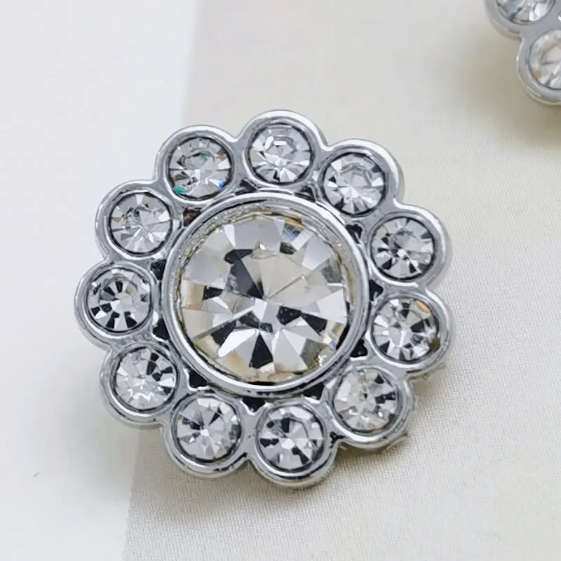 Volle Strass-Metall-Blumen-Ösenknöpfe, runde Knöpfe für Hemden/Blusen, Nähzubehör, Zubehör, 10 Stück, 14 mm – Detail 5
