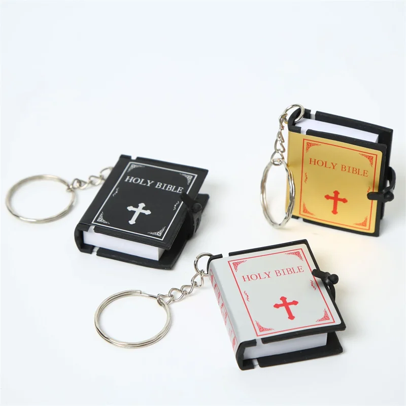 MINISO Mini English Bible Keychain, Christian Jesus Cross Keychain, Couple's Bag, Charm Prayer, God Bless, Keyframe Accessories